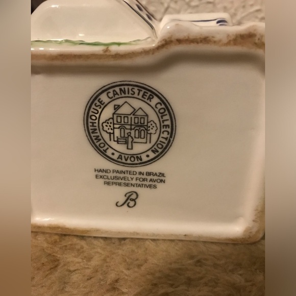 Avon Townhouse Canister Collection Cookie Jar Two Set Vintage Hand Paint - Picture 9 of 9